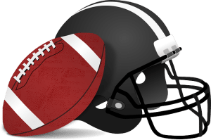 helmet and football